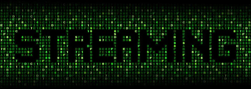 Streaming text on hex code illustration Stock Illustration