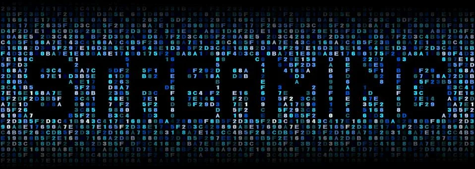 Streaming text on hex code illustration Stock-Illustration