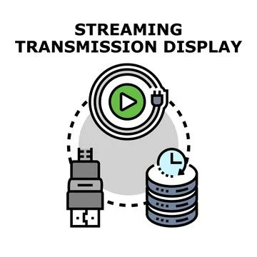 Streaming transmission display connecting data storage devices 库存插图