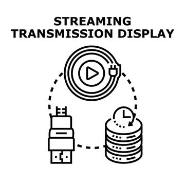 Streaming transmission display connecting data storage devices Stock Illustration