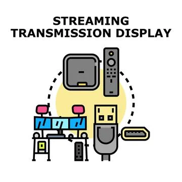 Streaming transmission display connecting digital media devices Stock Illustration