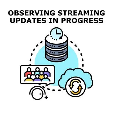 Streaming updates progress process with data observation Stock Illustration