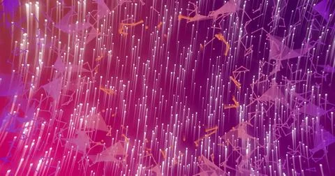 Streaming vertical glowing strands creating depth in virtual space, with Stock Illustration