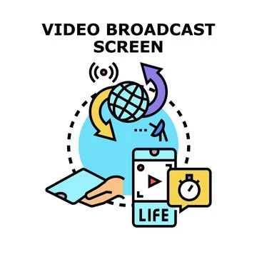 Streaming video broadcast screen concept 스톡 일러스트