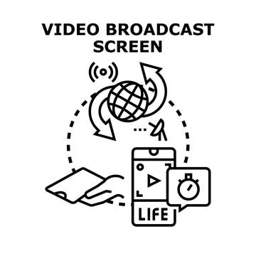 Streaming video broadcast screen concept 스톡 일러스트
