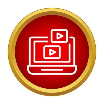 Streaming video content on laptop computer screen icon Illustrazione stock
