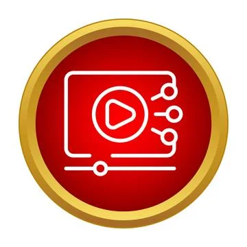 Streaming video content player sharing red icon Stock Illustration