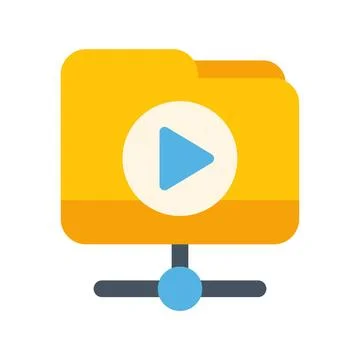 Streaming video folder network share flat icon Stockillustratie