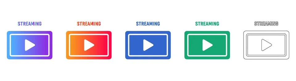 Streaming Video Play Button Icons Set Stock Illustration
