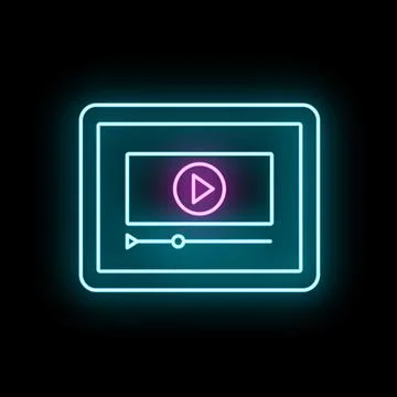 Streaming video player interface with glowing neon effect Illustrazione stock