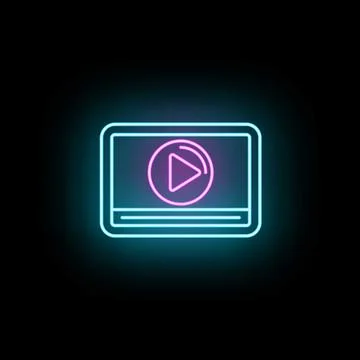 Streaming video player interface neon glow icon 스톡 일러스트