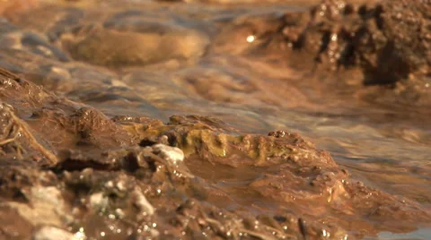 Streaming Water Rock Iceland Rack Focus Stock Footage 34245657