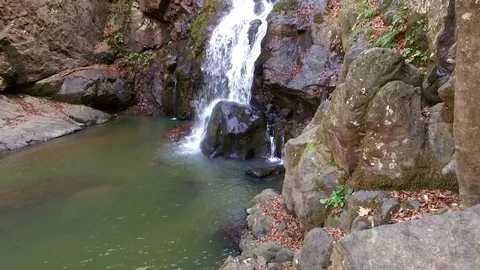 Streaming Waterfall in Autumn Stock Footage 73890202