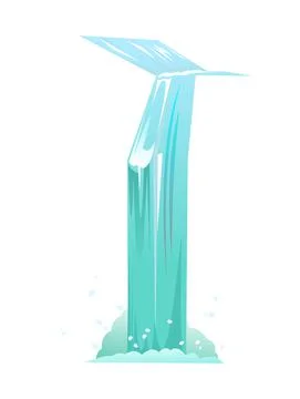 Streaming waterfall water. Long cascade flow downward. Fast stream with splas Stock Illustration