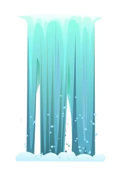 Streaming waterfall water. Smooth cascade flow downward. Fast stream with spl Stock Illustration