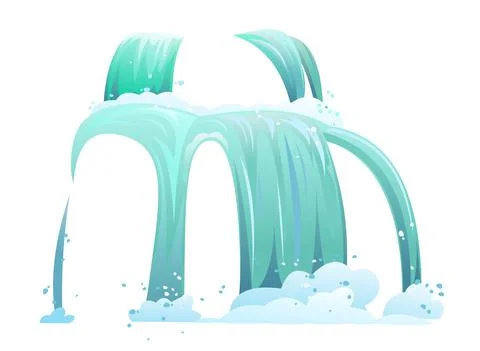 Streaming waterfall water. Two cascade flow downward. Fast stream with splash Stock Illustration