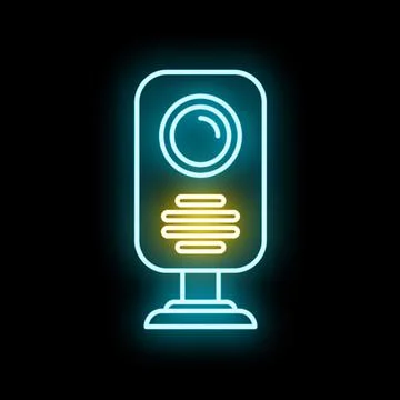 Streaming webcam video conferencing device neon light イラスト素材