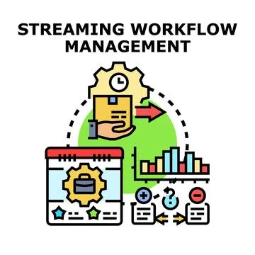 Streaming workflow management implementing business process automation strate イラスト素材