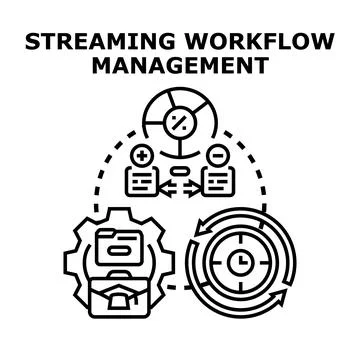 Streaming workflow management system process monitoring Stock Illustration