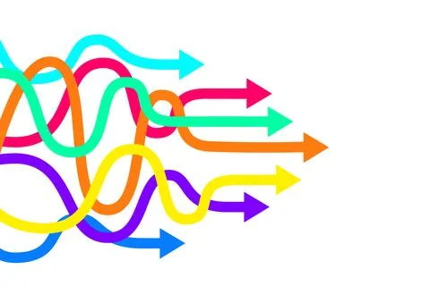 Streamline arrows process concept image. Vectorv Stock Illustration