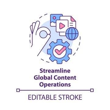 Streamline global content operations concept icon Stock Illustration