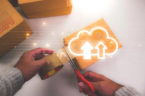 Streamline your business with cloud-based logistics. Foto stock