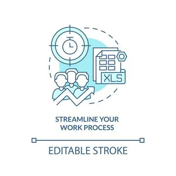 Streamline your work process turquoise concept icon Stock Illustration