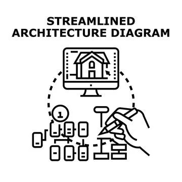 Streamlined architecture diagram visualizing system planning Stock Illustration