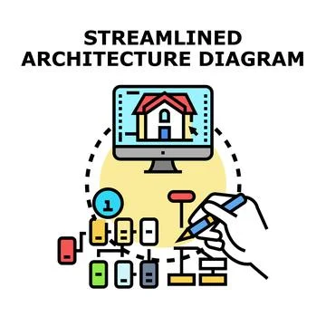 Streamlined architecture diagram visualizing system planning Stock Illustration