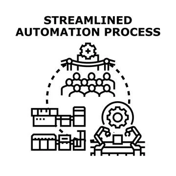 Streamlined automation process developing factory production optimization Ilustración de archivo