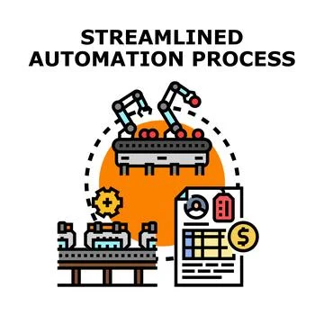 Streamlined automation process with robotic arms optimizing production Illustrazione stock