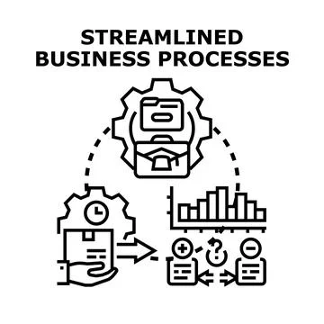 Streamlined business processes improving workflow optimization concept Ilustração Stock