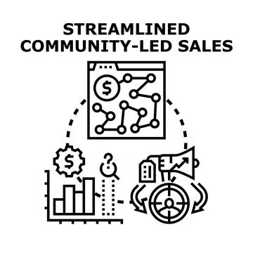 Streamlined community led sales strategy vector concept Stock Illustration