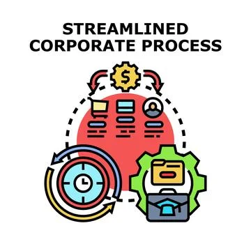 Streamlined corporate process optimization developing business strategy Illustration