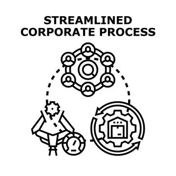 Streamlined corporate process optimizing business operations management Illustration