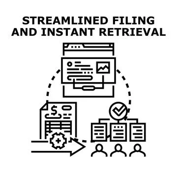 Streamlined data filing and instant retrieval concept Stock Illustration