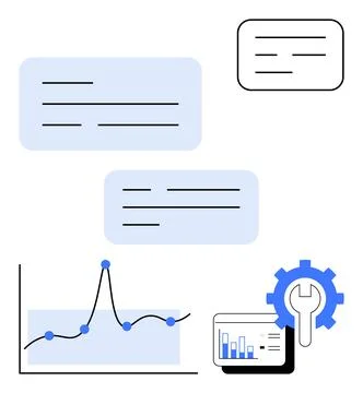 Streamlined Data Management and Visualization with Graphs and Settings Tools Illustrazione stock