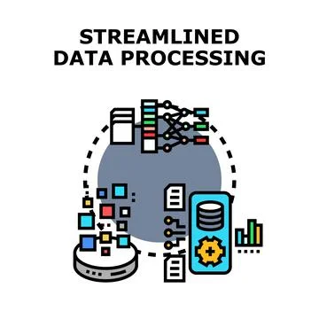 Streamlined data processing concept for business technology optimization Illustrazione stock