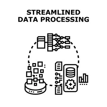 Streamlined data processing concept for business technology optimization Stock Illustration