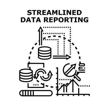 Streamlined data reporting process concept vector illustration Stock Illustration