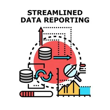Streamlined data reporting process concept vector illustration Stock Illustration