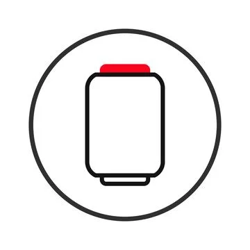 Streamlined dispenser icon, red top, cylindrical form within circles repres.. Stock Illustration
