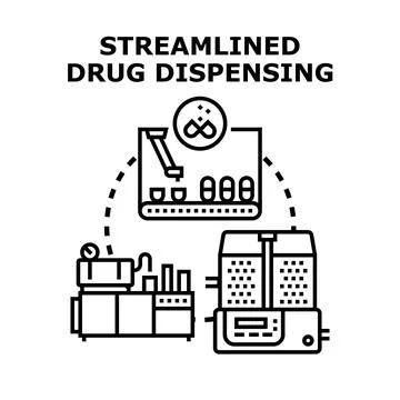 Streamlined drug dispensing process using automated systems Stock Illustration