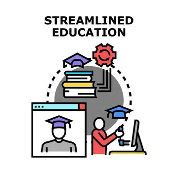 Streamlined education process with online learning technology Stock Illustration