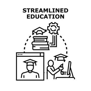 Streamlined education process with online learning technology Stock Illustration