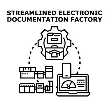 Streamlined electronic documentation factory process automation concept 스톡 일러스트