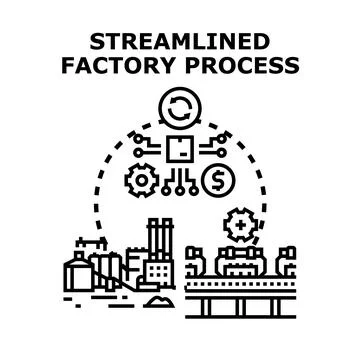 Streamlined factory process with optimized workflow production Stock Illustration