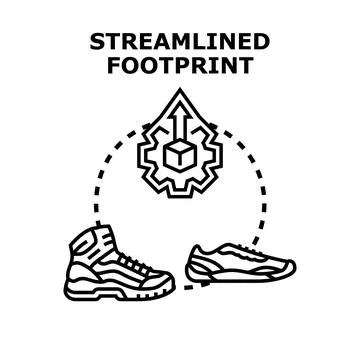 Streamlined footprint reducing environmental impact graphic concept Ilustración de archivo