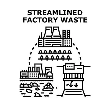 Streamlined industrial waste management process vector concept Stock Illustration