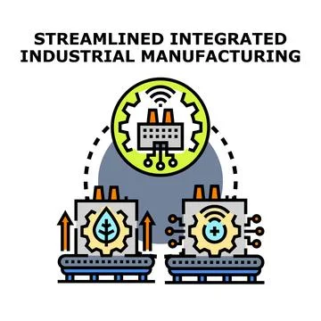 Streamlined integrated industrial manufacturing operations concept Illustrazione stock